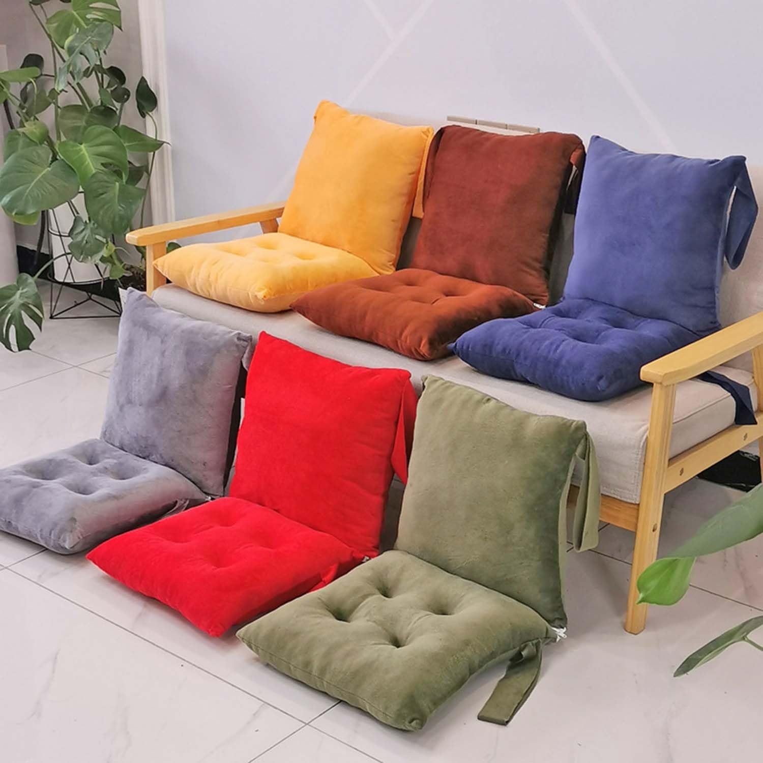 Lot de 1/2/4/6 Coussin de Chaise avec Dossier,Galette de Chaise 40x80 cm Coussin de Siège Respirant avec Rubans Coussins d'Assise de Jardin Antidérapant Chaises de Cuisine(#1,40x80cm4PCS)