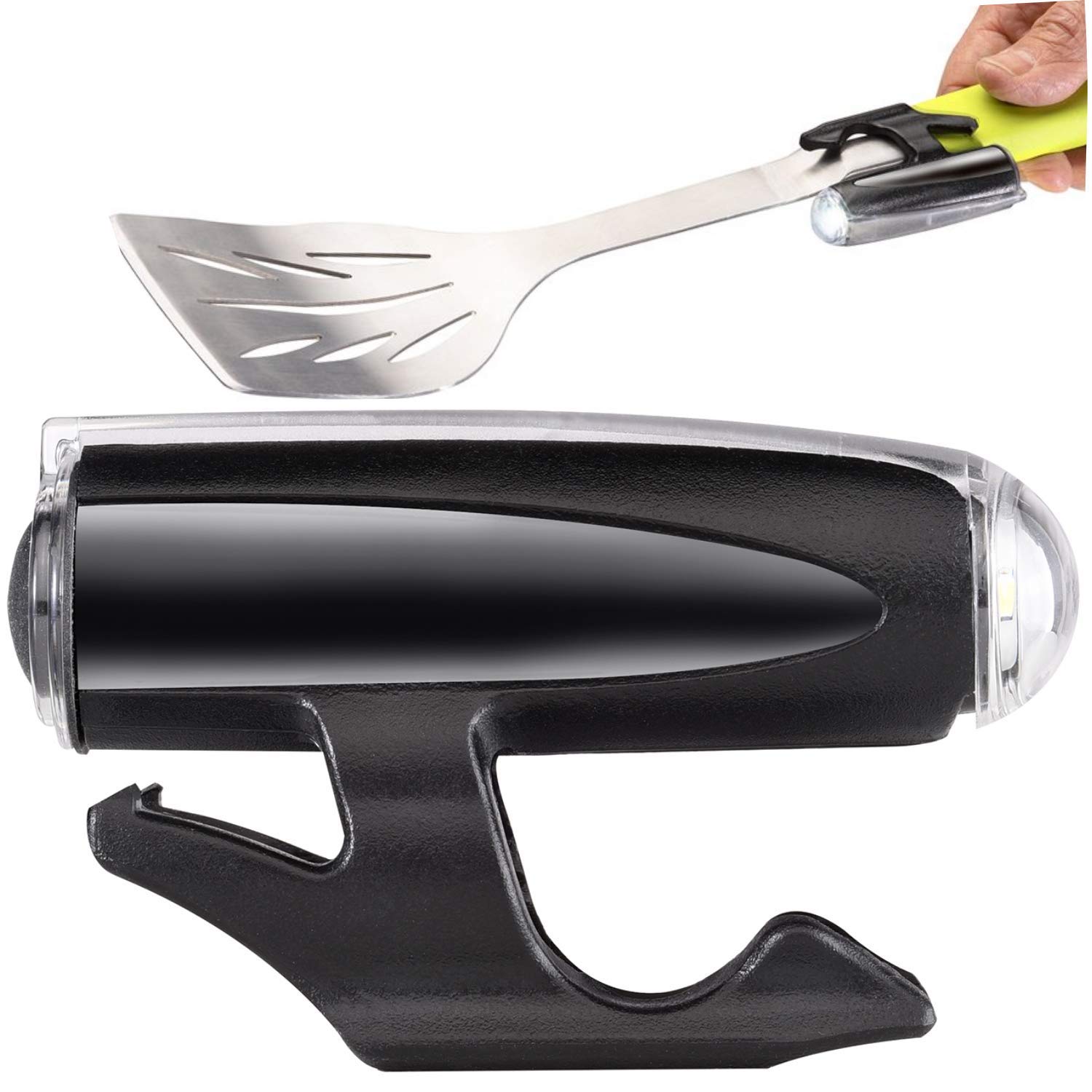 TipSee Light Co BBQ Lite Outdoor Clip-On Grill Tool Light | 100 Lumen Attachable LED Light for Grill Accessories, Tailgating, Grilling, Camping, Barbecue Tongs, Spatula | IPX4 Water Resistant
