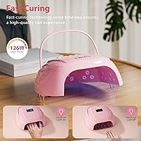 Vista 5 de Lámpara de uñas LED UV recargable inalámbrica de 126 W con gran espacio, mango y reposapiés, secador de uñas de gel de secado rápido con 4