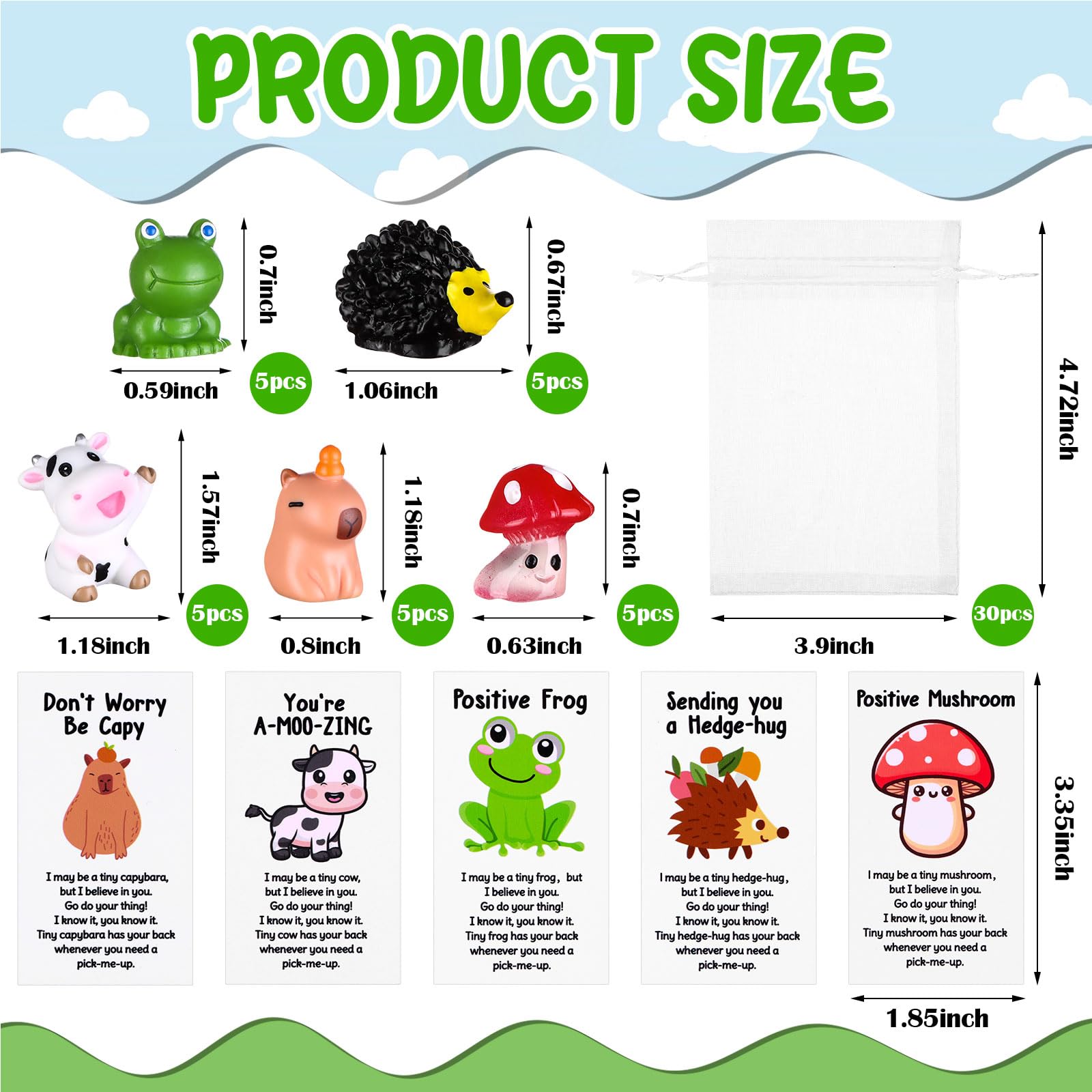 75 Pcs Employee Appreciation Gifts Bulk Animal Pun Inspirational Note Cards Funny Resin Animals Organza Bags Leaving Gifts Thank You Gift for Teacher Staff Coworkers Nurse Office School Supplies - Image 2