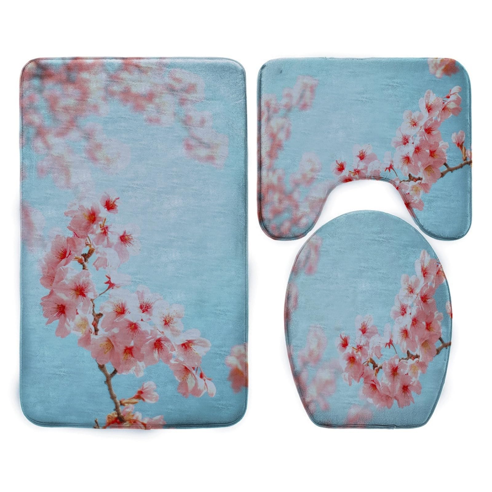 Tapis de bain rose antidérapant en polyester lavable pour toilette
