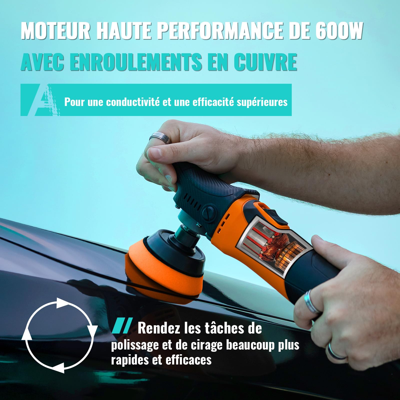 AUTIWOZ Mini Polisseuse Voiture Set, Petite Polisseuse Rotative 630W