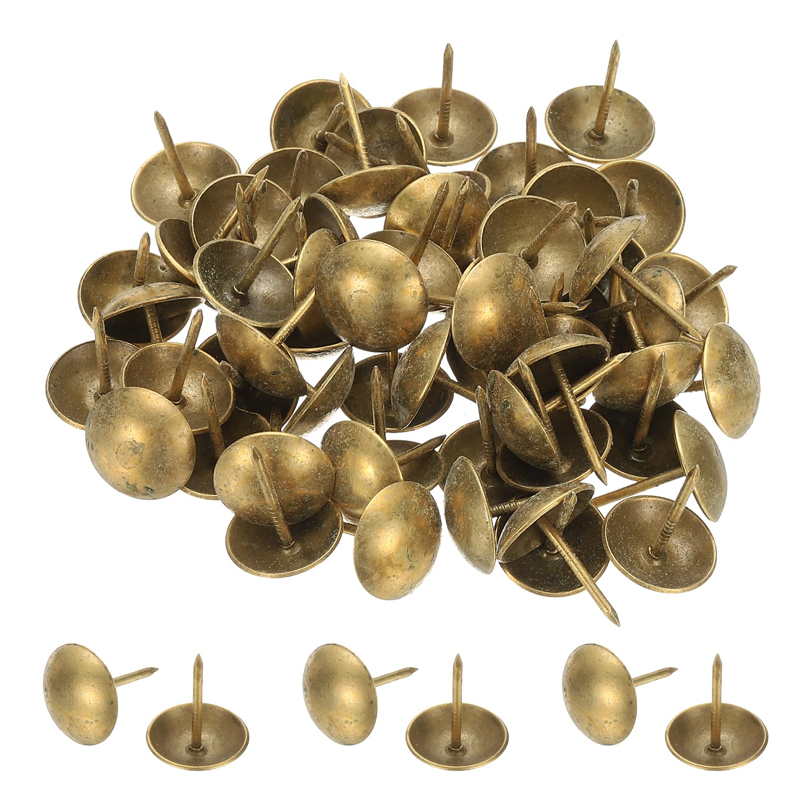 PATIKIL 100 Pcs Upholstery Tacks 0.75" x 5/8" Head Dia Vintage Thumb Nails Pins Round Head Metal Push Tack Pin for DIY Furniture Sofa Chair Decor