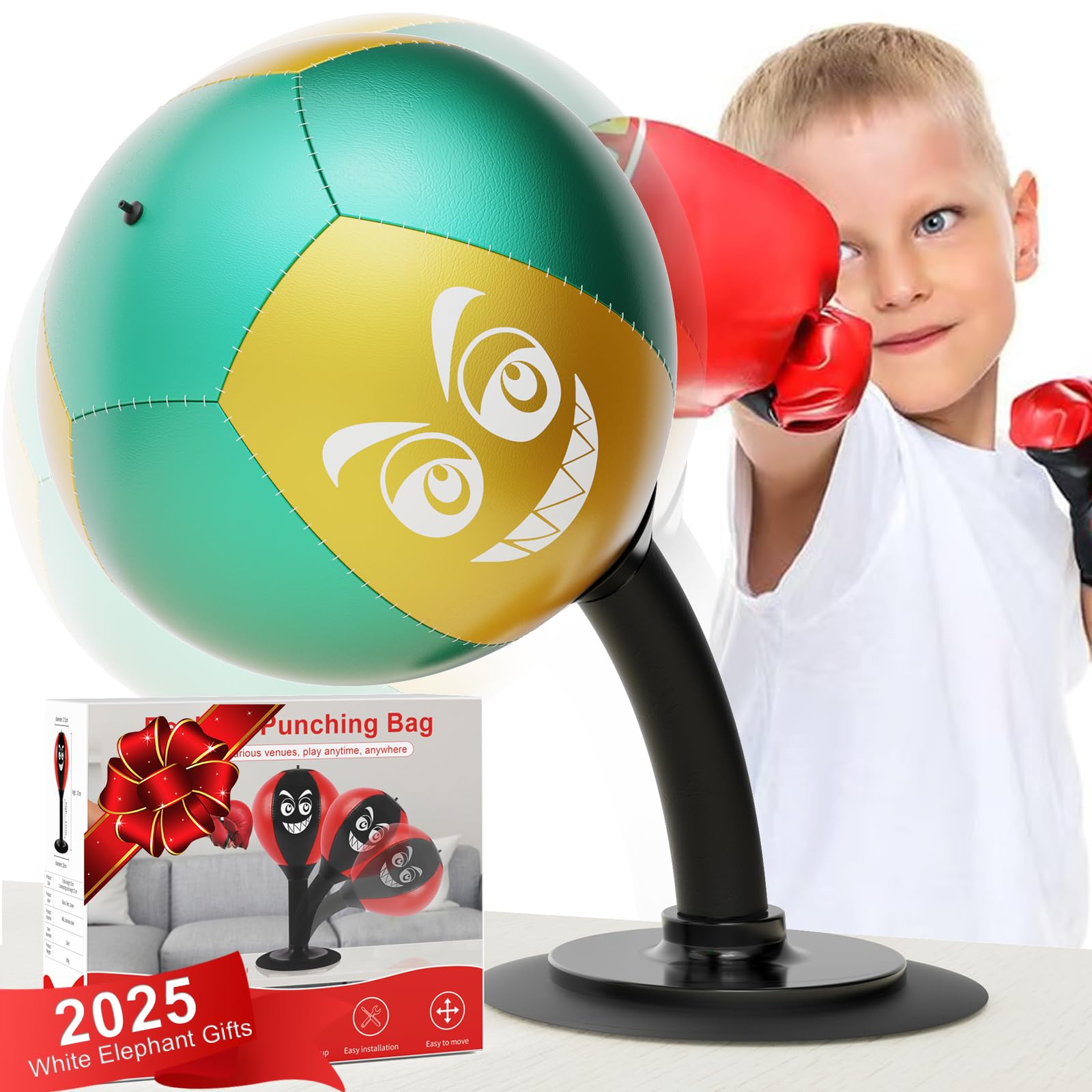 HZG Desktop Punching Bag, Stress Buster with Suction Cup for Office Table and Counters, Heavy Duty Stress Relief Ball, Desk Boxing Punch Ball, Funny Toys Punching Bag for Kids Coworkers and Friends