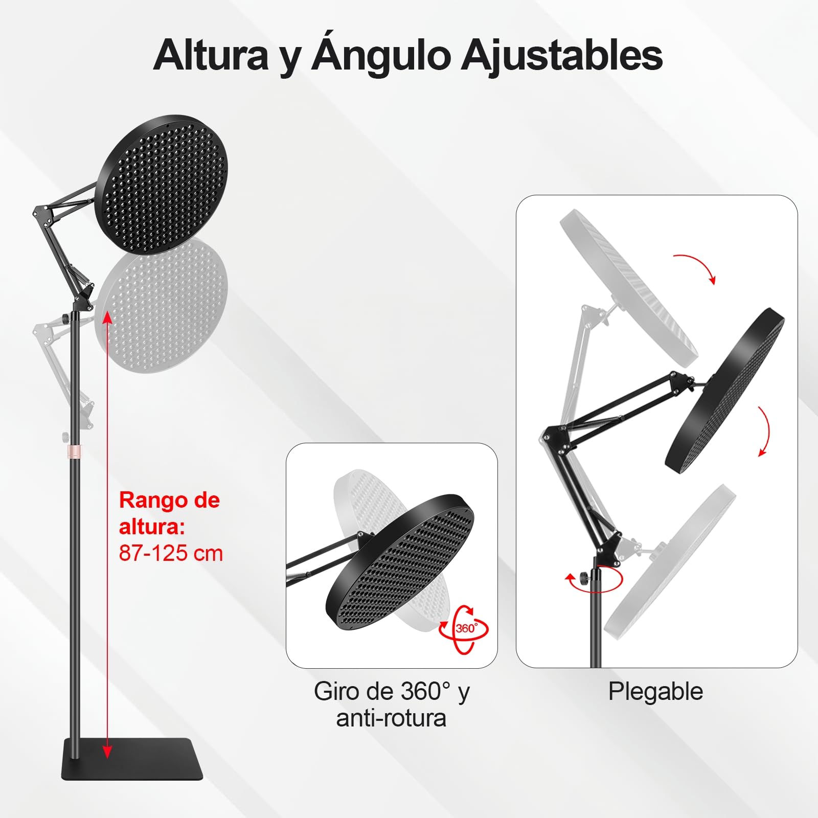Lámparas de Bronceado 50W Solarium 250 LEDS Rostro y Cuerpo con Soporte Ajustable y Gafas - Azul