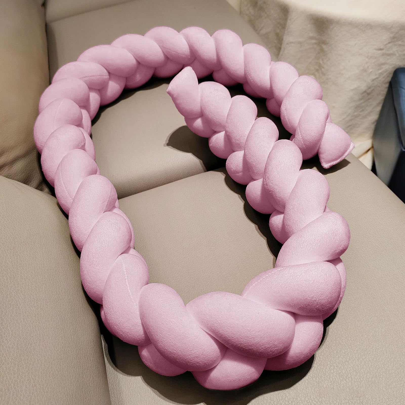 Paracolpi Letto Intrecciato A Mano | Cuscino Sponda Anticaduta Per Letti E Divani | Morbido E Sicuro Per Bambini | Lunghezza Fino A 350 Cm