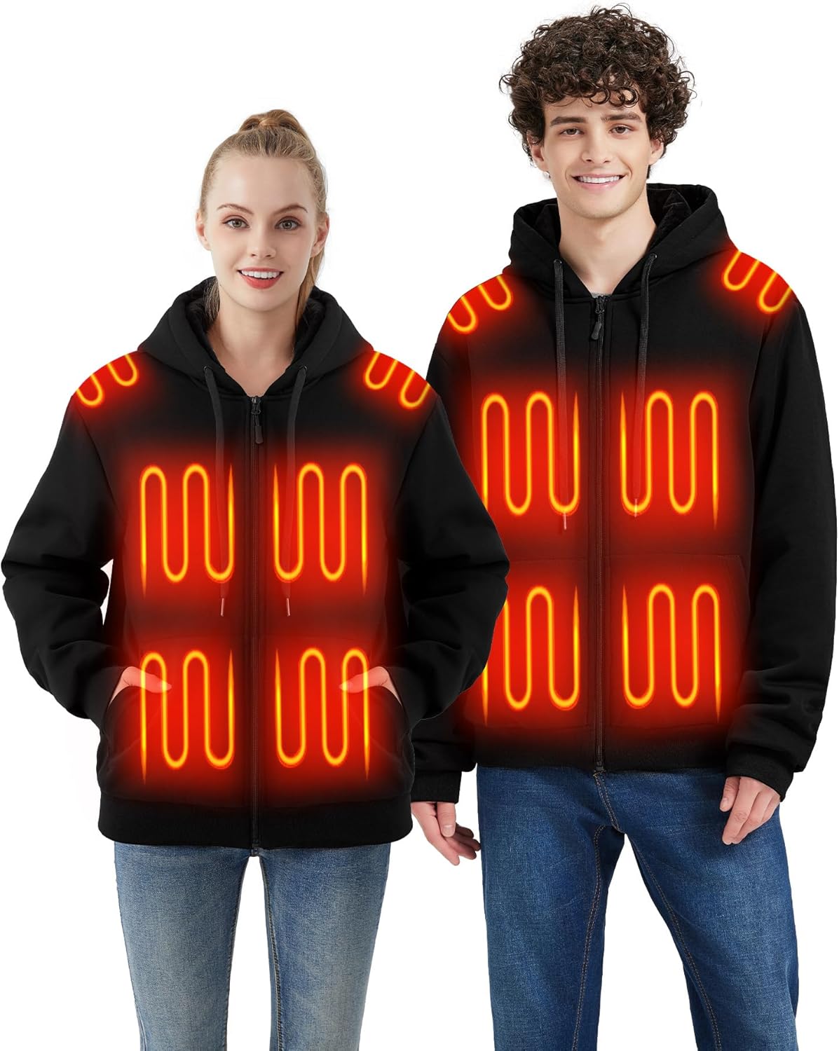 Heated Hoodie with 18400mah Battery Pack, Full-Zip Heated Sweatshirt Hoodie for Men Women