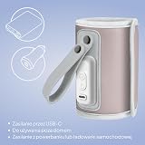 Lionelo Thermup Go Przenośny Podgrzewacz do Butelek USB C do Wózka i Auta, Utrzymuje Ciepło do 24 h, 5 Temperatur 38-50°C, Czas Ogrzewania do 45 min, Cichy w Pracy, Waga 100 g, BPA Free, dla Niemowląt