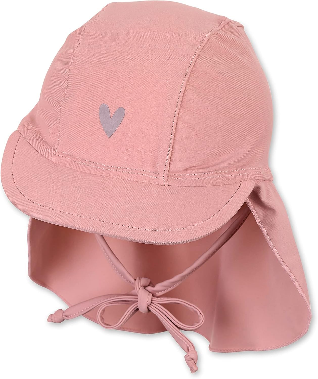 Sterntaler Schirmmütze Nacken Herz - Baby- und Kinder Mütze mit Nackenschutz und Bindeband - UV-Schutz 50+ Bademütze - Kopfbedeckung Schwimmbad und Strand - Mädchen Bademode