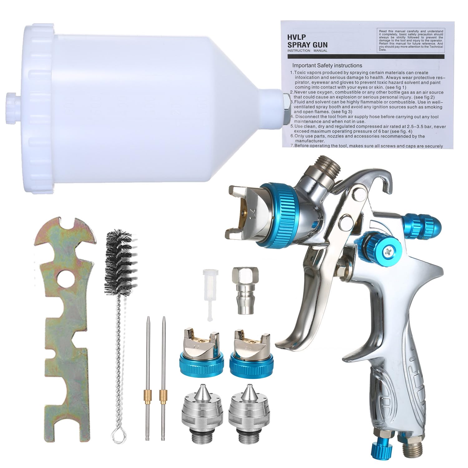 Pistolet Pulvérisateur Portatif, Construction en Métal, Tailles de Buses Réglables, capacité de Tasse de 600 ML pour la Peinture de Clôture de Meubles Muraux