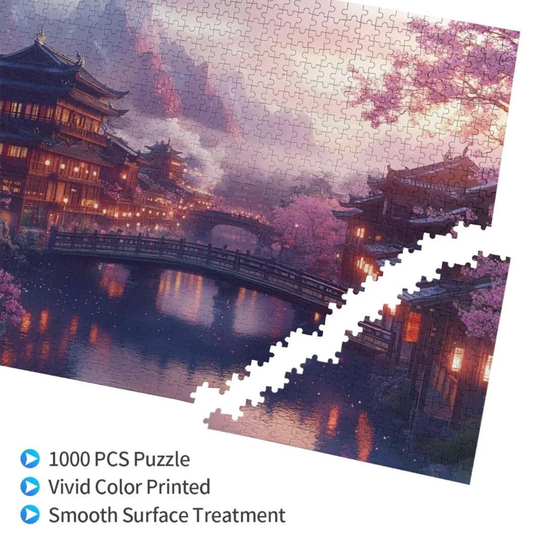 Puzzle dla dorosłych, japońskie puzzle, starożytne budynki, duże wyzwanie dla początkujących, rękodzieło dla dorosłych, z opakowaniem na prezent, dekoracja pokoju, prezenty dla kobiet, 122 x 81 cm