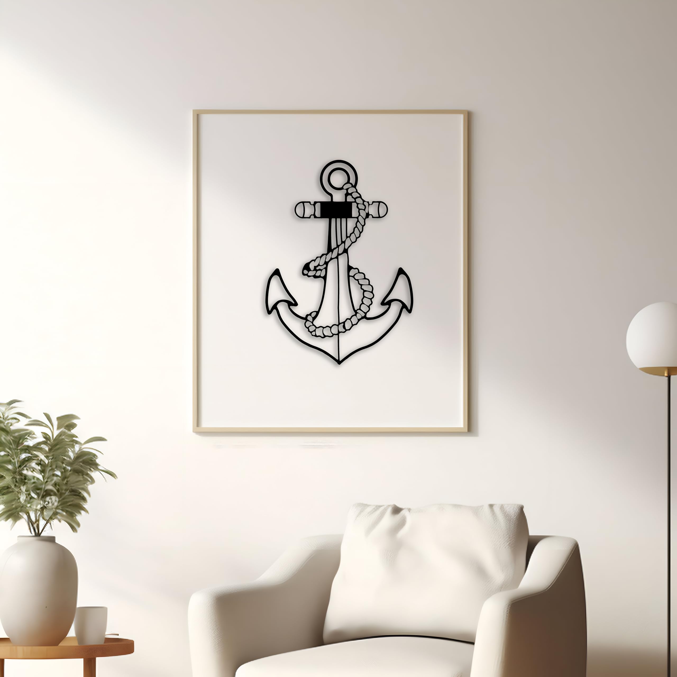 WEHUKOR Anchor Metal Wall Hanging Arts Home Decor, Durable, good ambience Metal Wall Art For Bedroom,Living Room,Drawing room,Hotel,Office,Home Garden (19.7 inch x 14 inch, Black)