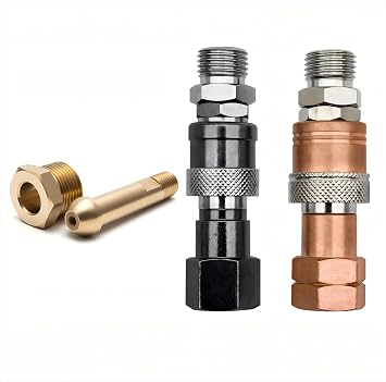 Inlet Connector CGA-580 Nut & 3" Nipple and Torch Quick Connects sets | 1/4" Male Flare | Equipped with noise reduction and filtration functions | Quick Setup for Welding and Cutting