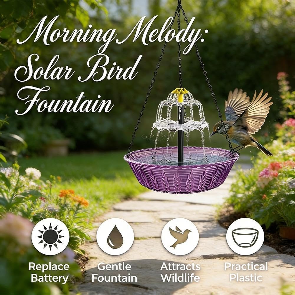 Solar Cascade Hängende Vogeltränke Brunnen Dekorative hängende Vogeltränke mit Wasser Dekorative Gartenpumpe Wetterfest Pat Yard