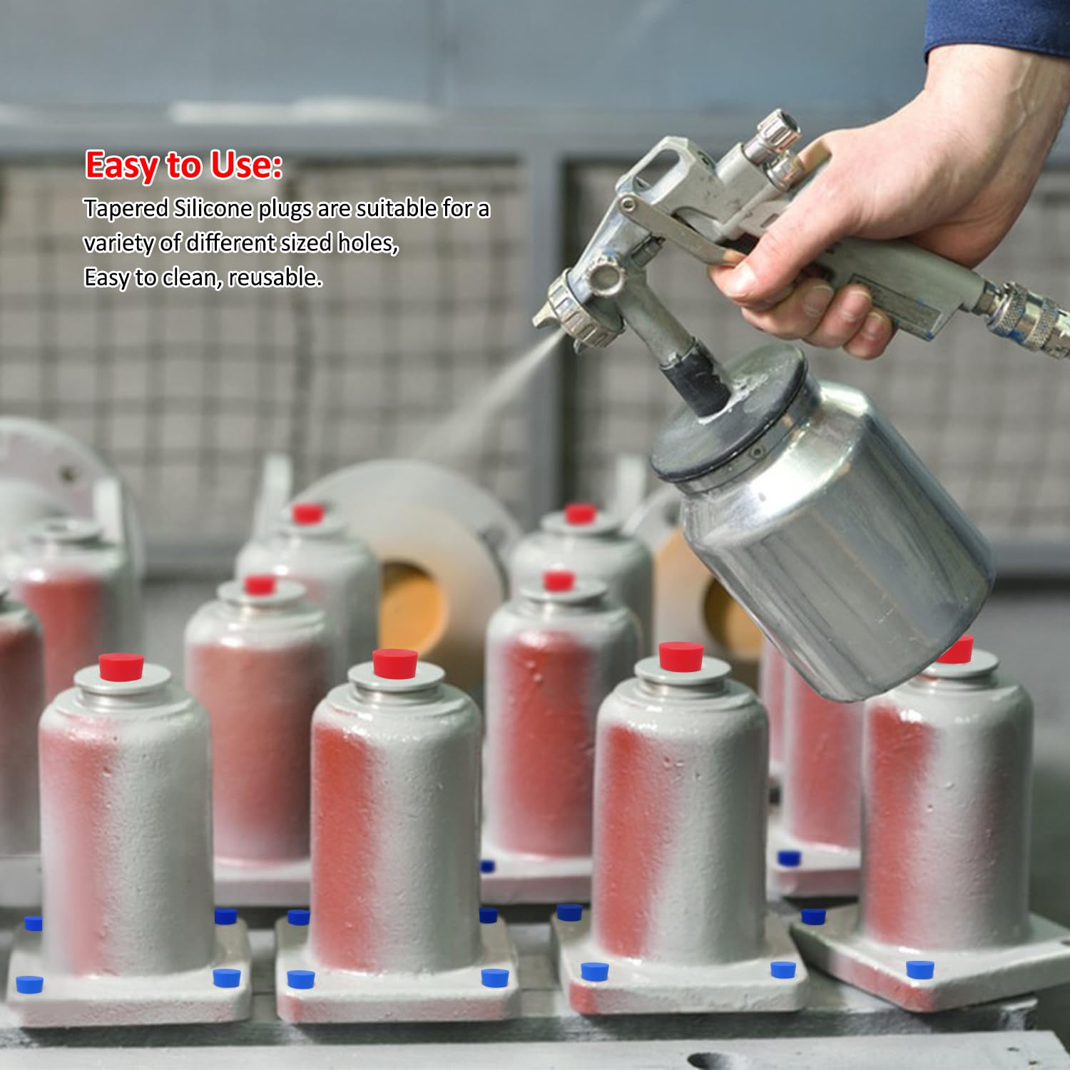 Kit 65 Tappi In Silicone Termoresistente - 8 Misure Per Fori Da 1/16" A 5/8" - Per Verniciatura E Sabbiatura