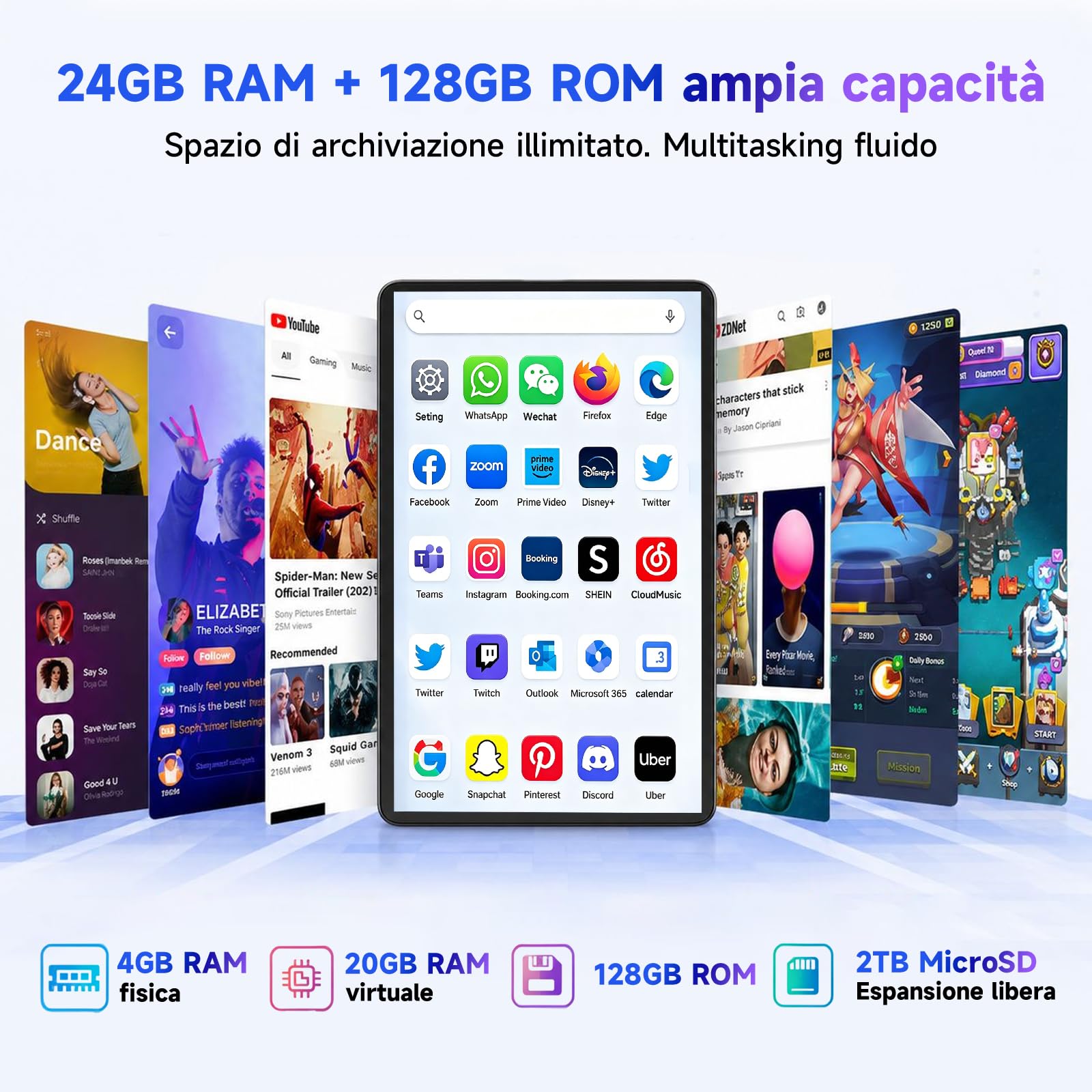 BMAX Tablet 13,4" Android 16 con Tastiera e Mouse, 24GB RAM 128GB ROM | Octa-Core 2.2GHz, Gemini AI, Widevine L1 90Hz Display, Batteria 10000mAh, Con Custodia e Penna, Corpo in Metallo, GPS, GMS