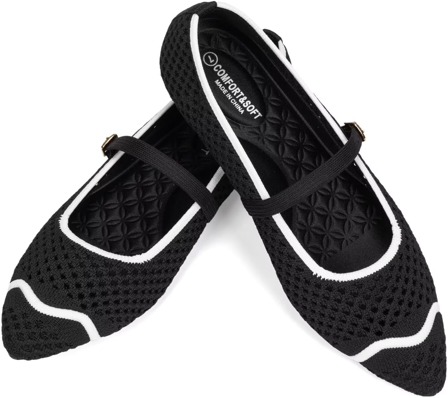 Frank Mully Mesh Ballet Flats for Women Comfy Washable Flexible Breathable Casual Work Office Walk Pointed Toe Ballerina Shoes