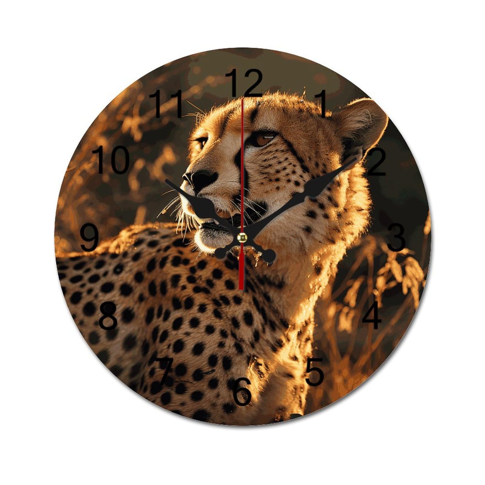 Horloge murale guépard ronde pour une décoration de salon moderne