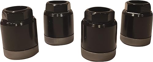 Muzzys Juego de 4 tuercas universales de montaje de vástago de válvula de aire con sensor TPMS negro y plateado, sustituye a Schrader 20002 20003