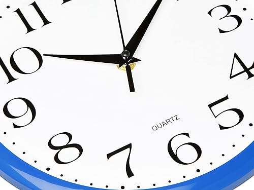 Miniatura 2 de Bernhard Products - Reloj de pared analógico de cuarzo azul de 10 pulgadas, silencioso, fácil de leer, diseño simple, ligero, fácil de colgar, a pila