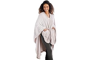 Berkshire Blanket Women's Primalush® Wearable Blanket Cape with Pockets, Moonbeam, 58" x 64"