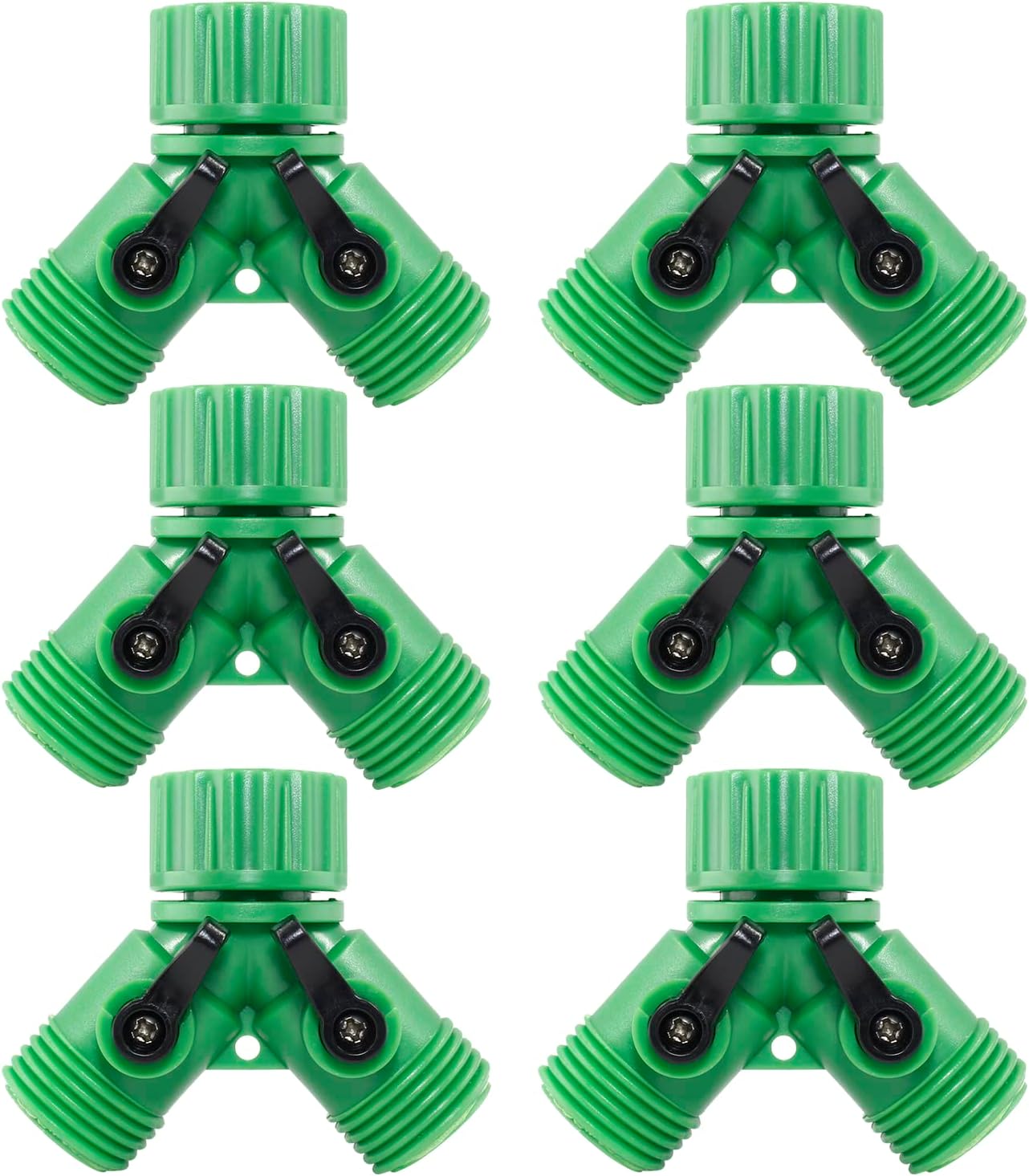 Rierdge 6 Pcs 2 Way Hose Adapter Y Valve Garden Hose