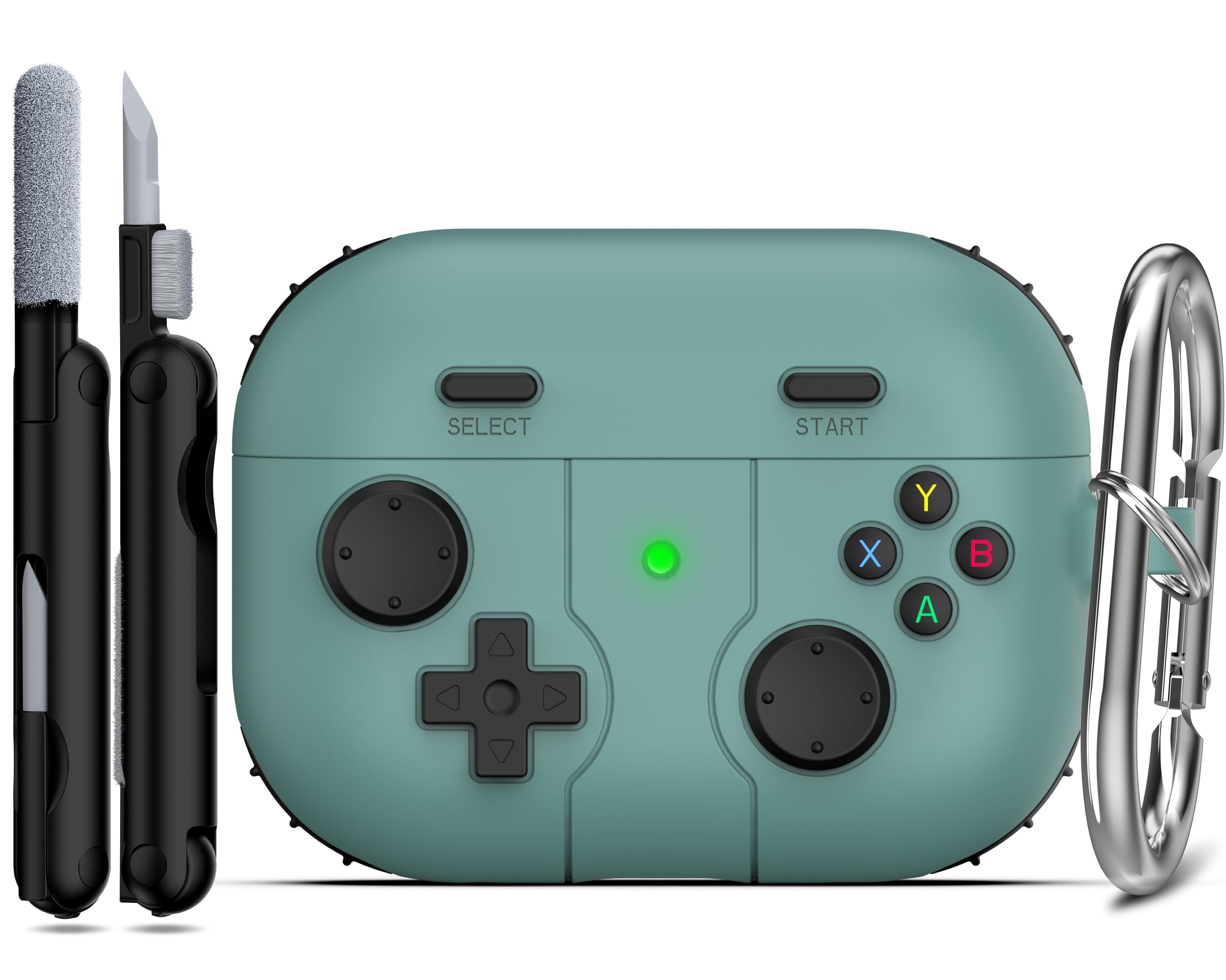 RFUNGUANGO - Funda para AirPods Pro 3 con Cierre y Kit de Limpieza, Transparente, rígida, para Videojuegos, con Soporte para teléfono Integrado, antigolpes （Naranja） — view 34