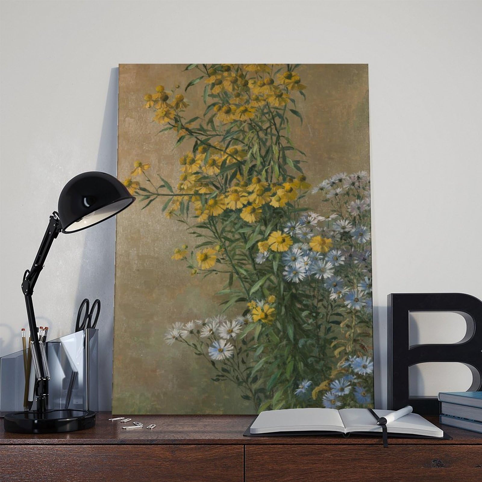 YRVSHC Poster su tela con fiori autunnali, girasoli e astri, per ufficio, decorazione regalo