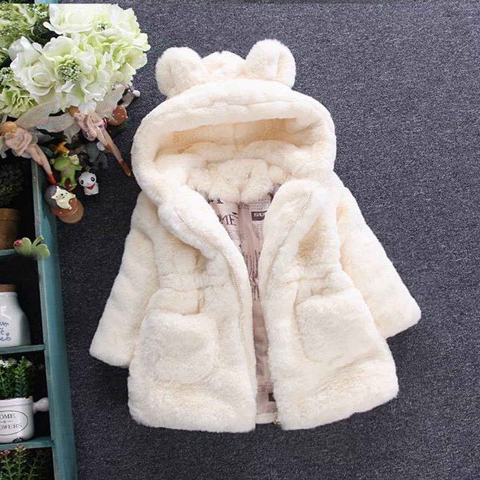 Giacca Ragazzo E Ragazza Giacche con Cappuccio Animale Mantello del Cappotto di Inverno della Pelliccia della Neonata Giacca Vestiti Caldi Spessi Abbigliamento 1-6 Anni