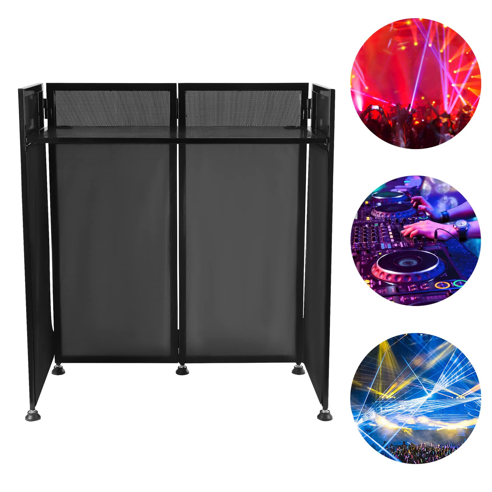 Cabina piatta in metallo per facciate DJ per eventi, 20 x 40 pollici, con borsa per il trasporto, include pannelli bianchi e neri, per quadrati pubblici, piste di ghiaccio, forniture