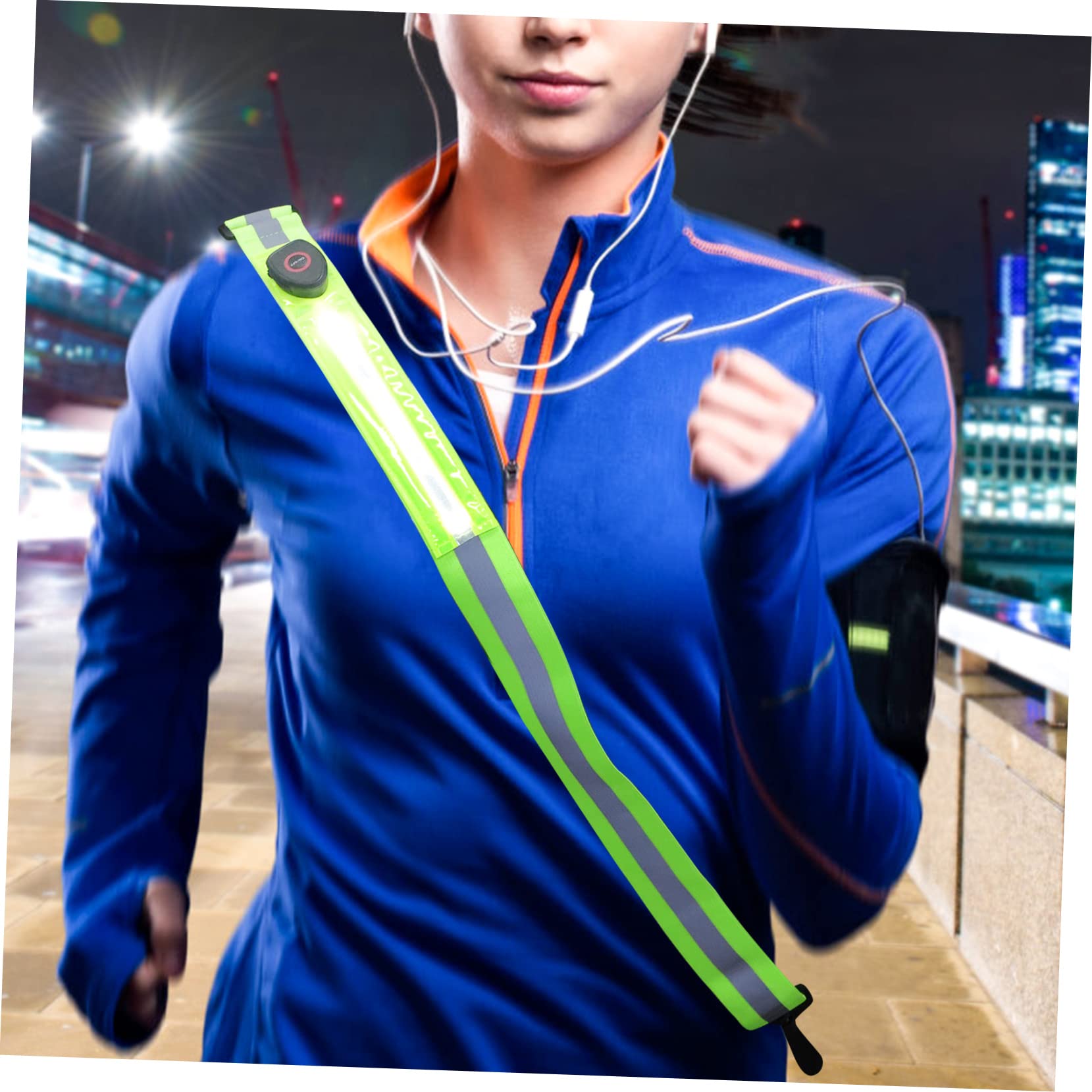 Yardwe Cintura Riflettente a LED per Passeggio e Ciclismo, Leggera e Confortevole, Fascia di Sicurezza Ricaricabile ad Alta visibilità, Verde