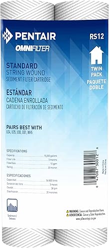 Miniatura 6 de Pentair OMNIFilter RS12 Filtro de agua para sedimentos, 10 pulgadas, cartucho de filtro de repuesto de sedimentos estándar para toda la casa, 10 x
