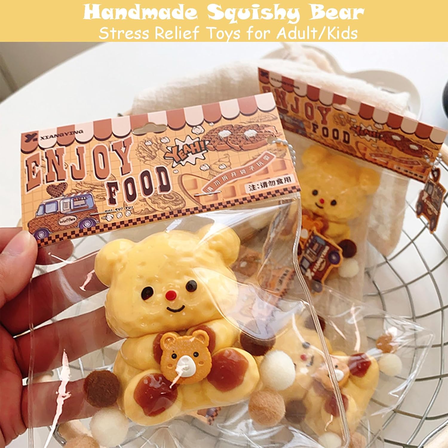 Adorable Taba Squishy Bear, Handmade Squishy Bear Stress Relief Toys for Adult/Kids, Cute & Soft Sensory Fidget Toys, Perfect Squeeze Toys Gift for Desk Toys, Party Favors, and Easter Gifts(1Pcs)