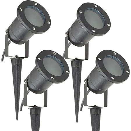 4 Pack Outdoor Garden Spike Lights Ground Mount Or Watt Ip65 Matt Black Spblk04 Amazon Co Uk Garden Outdoors