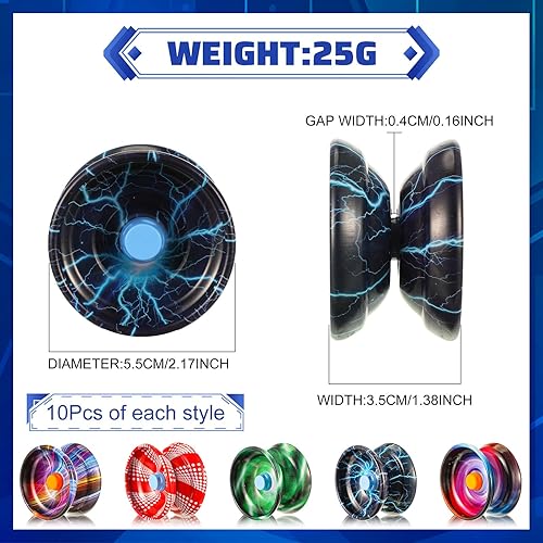 Miniatura 2 de Lenwen 50 piezas de aleación sensible colorido Yoyo a granel metal principiante cuerda trucos adultos jugadores bola de tecnología de retorno