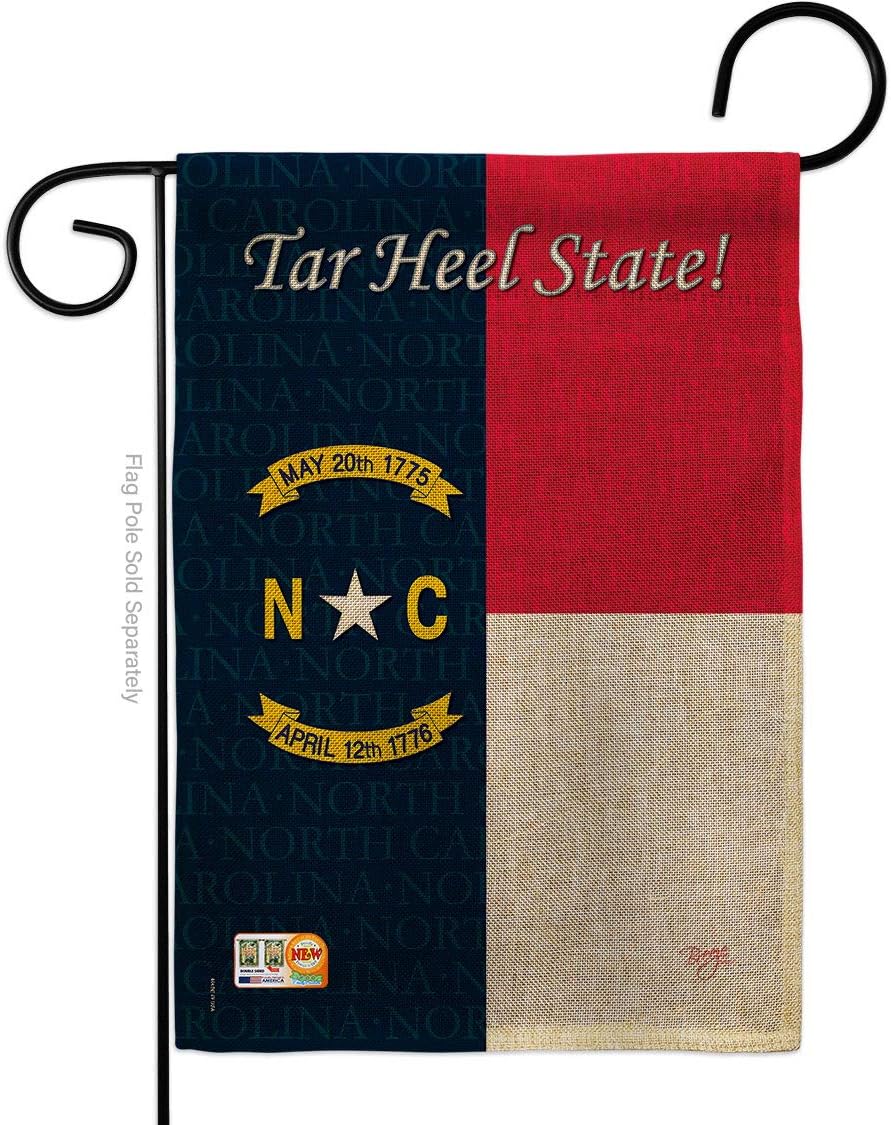 North Carolina Burlap Garden Flag Americana States USA American Territories Republic Country Particular Area Small Decorative Gift Yard House Banner Double-Sided Made In 13 X 18.5