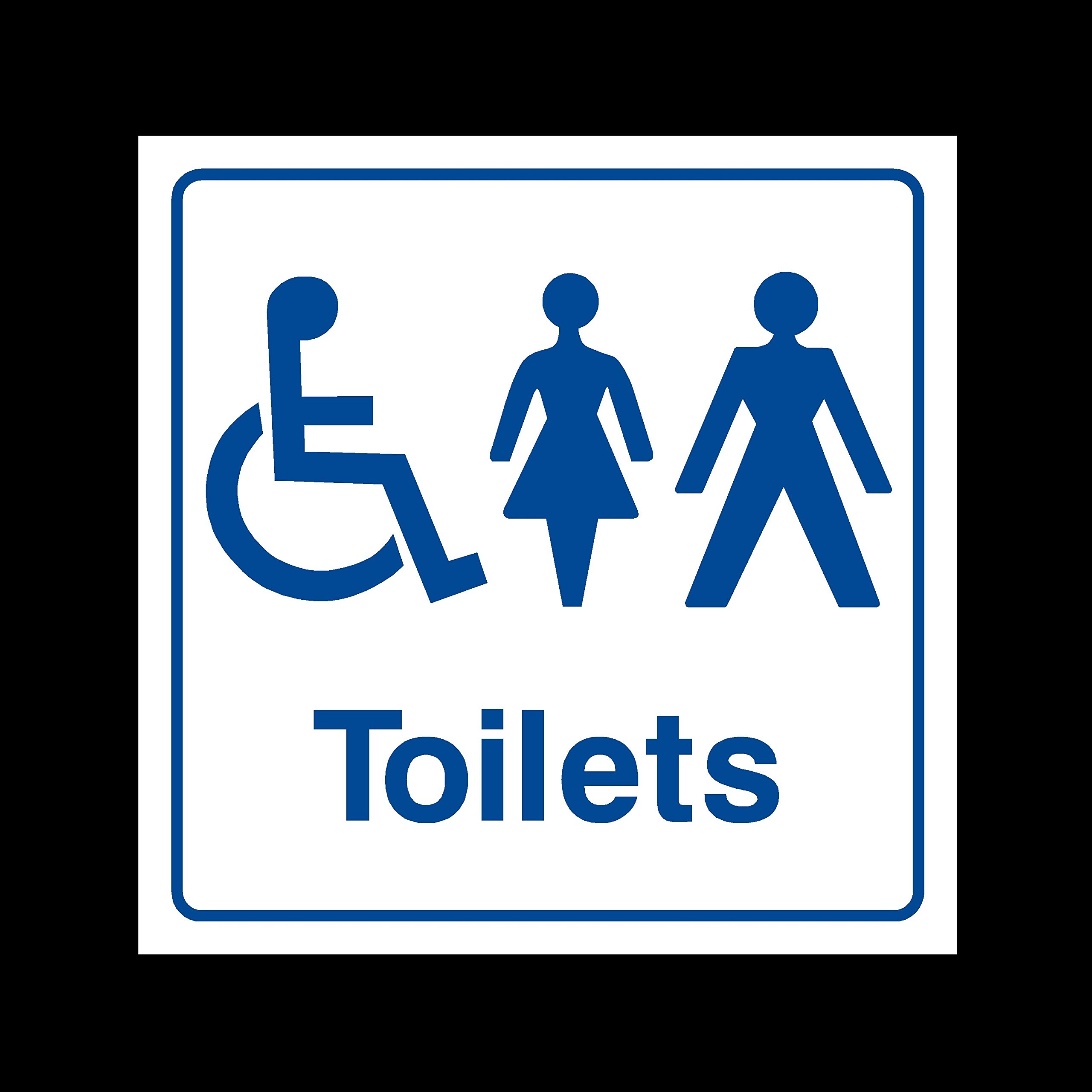 USSP&S - Male - Female - Disabled Toilets Sticker / Self Adhesive Sign - Blue Minimalist Toilet Sign