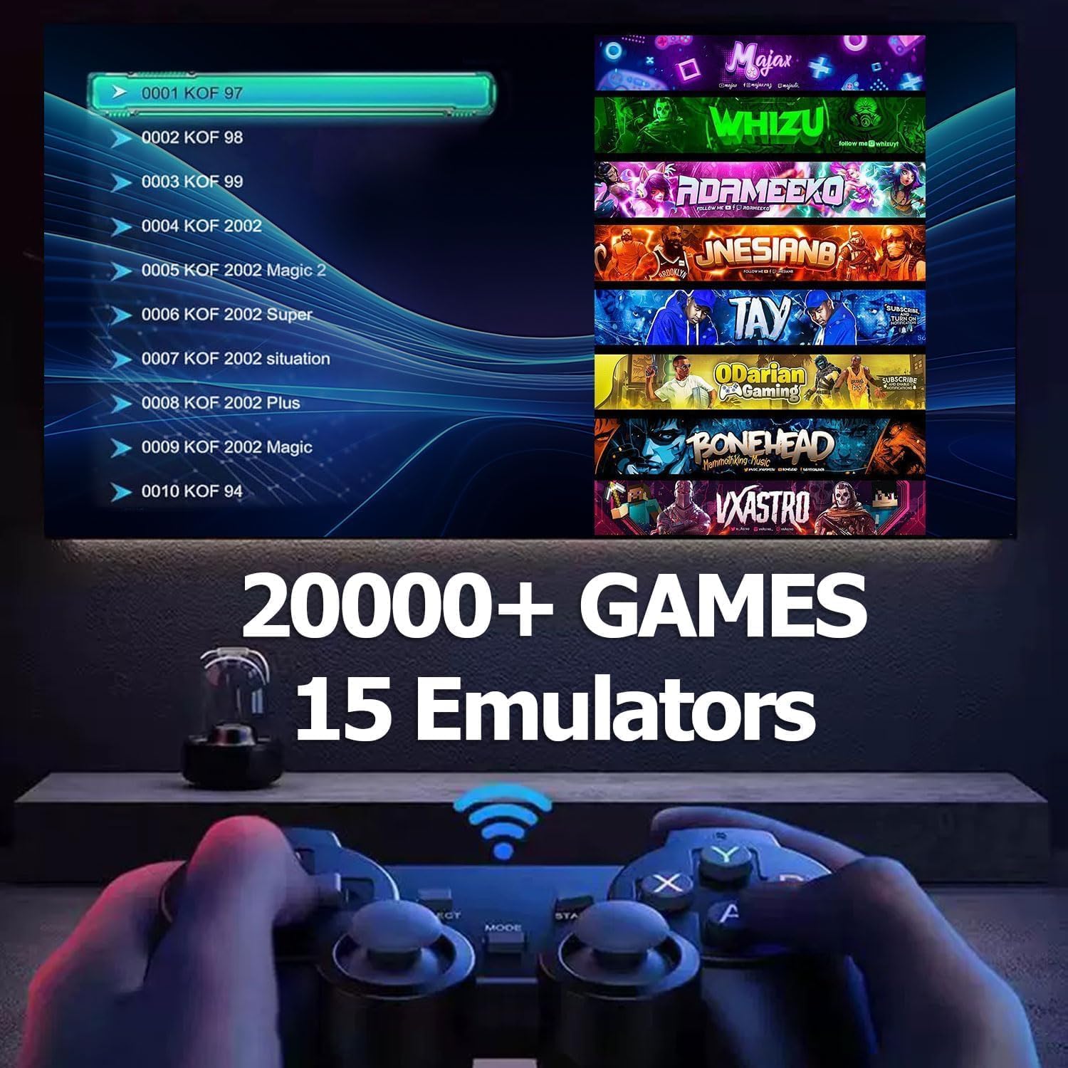 GAMENOPHOBIA 2025 4K Plug & Play Retro Game Stick | 20,000+ Built-in Games, 64GB, 23 Emulators, Wireless TV Console with 2 Controllers for Kids & Adults 4