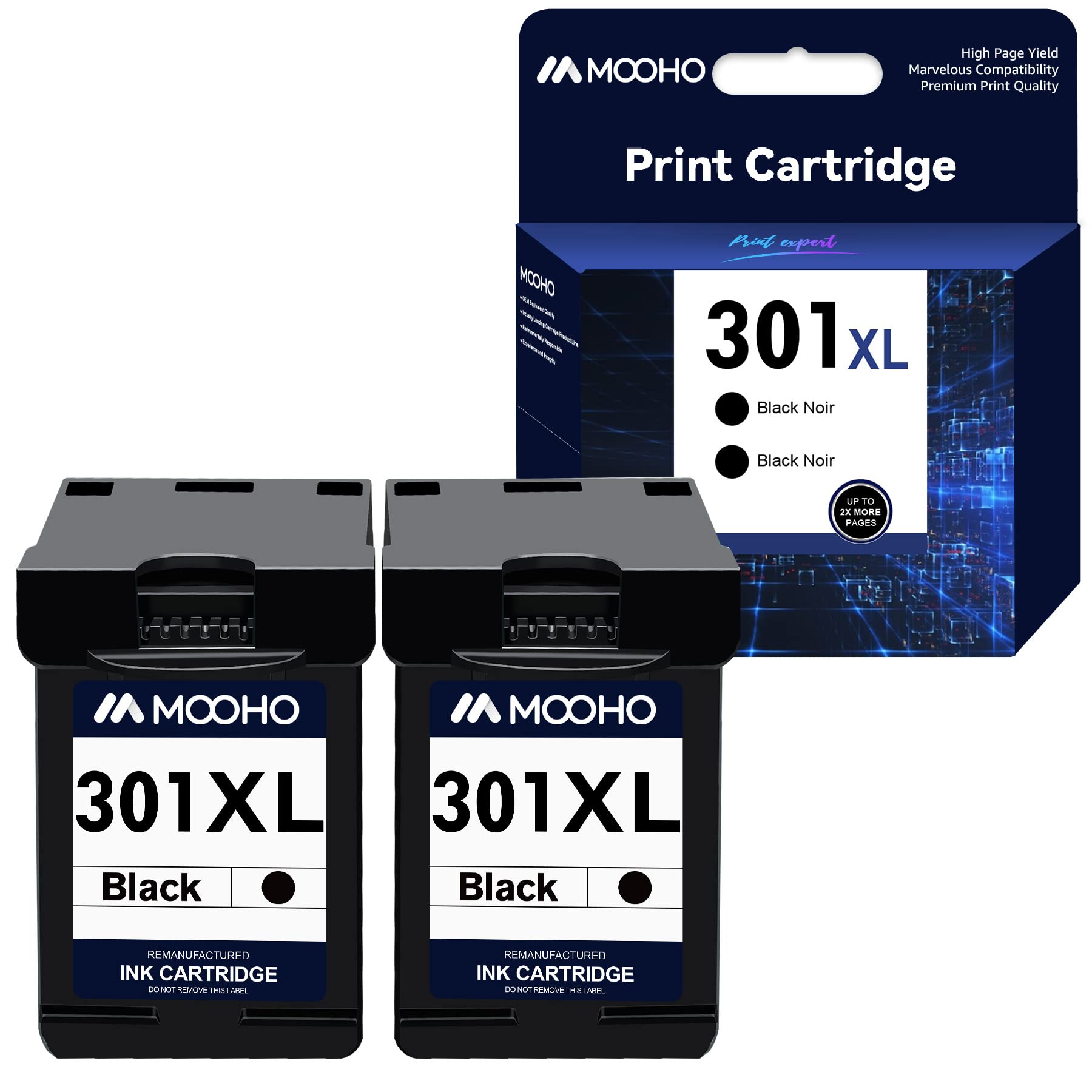 MOOHO Remanufacturado para HP 301XL 301 Cartuchos de Tinta Reemplazo para HP  DeskJet 1000 1010 1510 1512 2050 2050a 2540 3000 3050 Envy 4500 4502 4505  5530 Officejet 2620 2621 2622 4630 (2 Negro) : Amazon.es: Informática