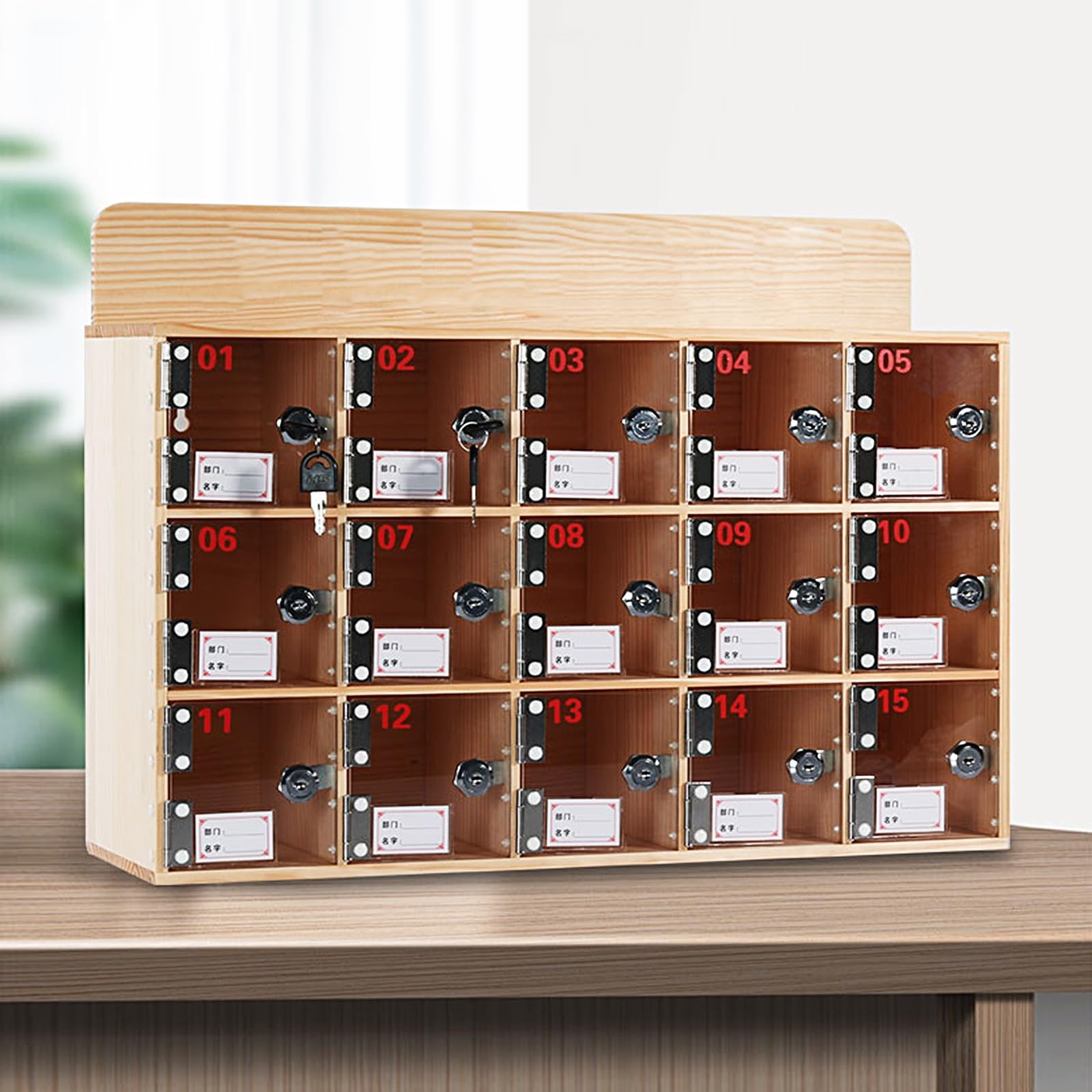 Armoire de rangement en bois pour téléphone portable avec serrure et clés, boîte à clés sécurisée pour salles de classe, bureaux et employés (20 emplacements)