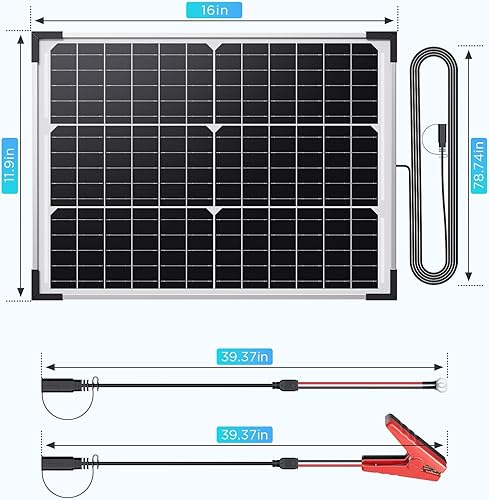Miniatura 9 de Cargador de batería solar de 20 W y 12 voltios, cargador de batería solar con controlador de carga + soporte de montaje ajustable de 360, kit de