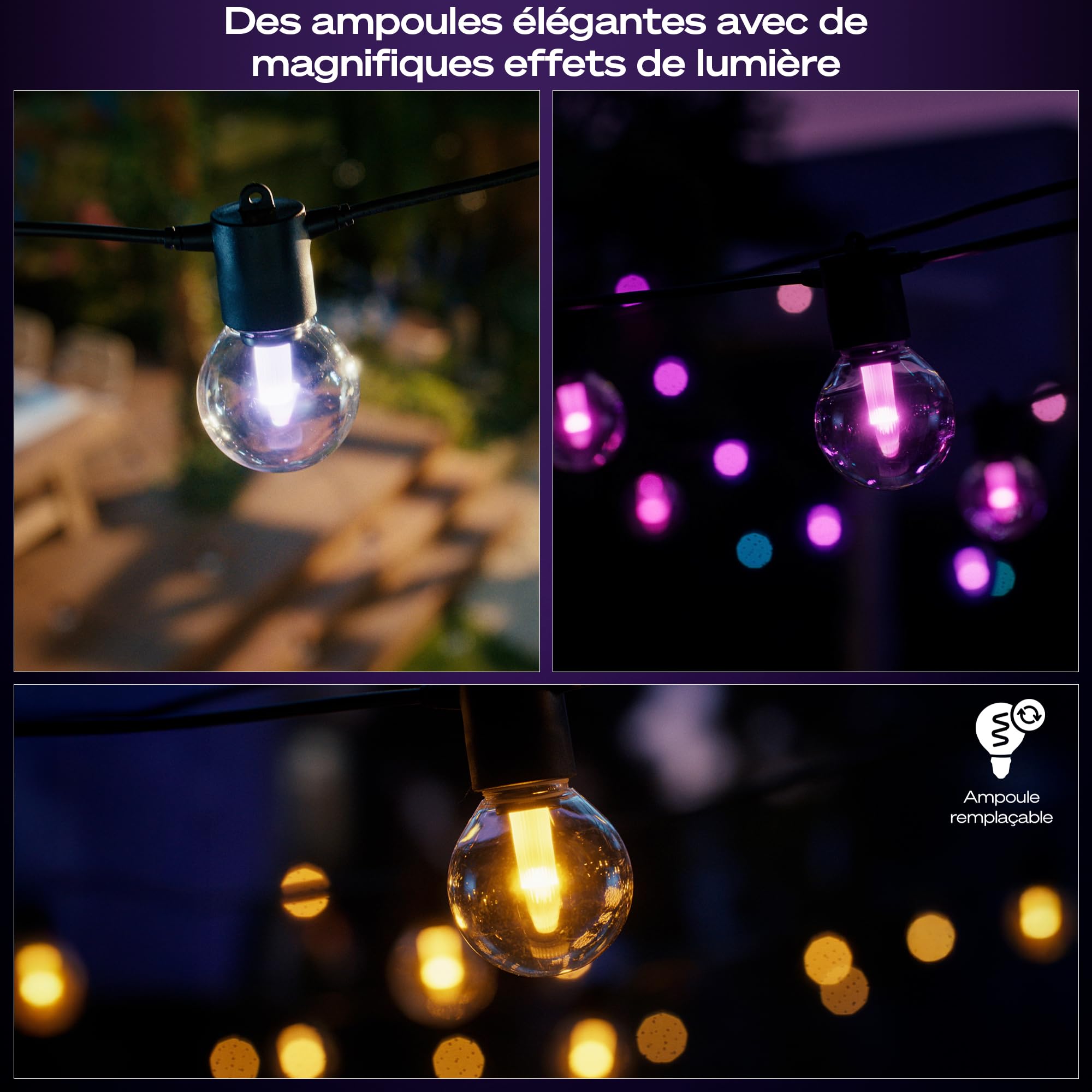 Philips Hue Festavia Globe, Guirlande Lumineuse LED, 30 Ampoules, 21m