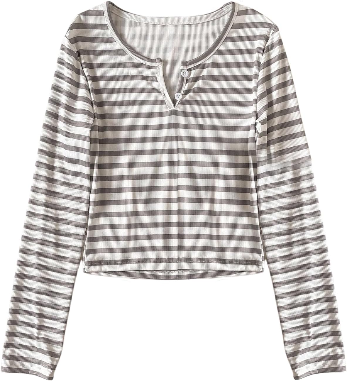 Girl's Striped T Shirt Long Sleeve Button Henley Shirts Fitted Fall Tops Clothes