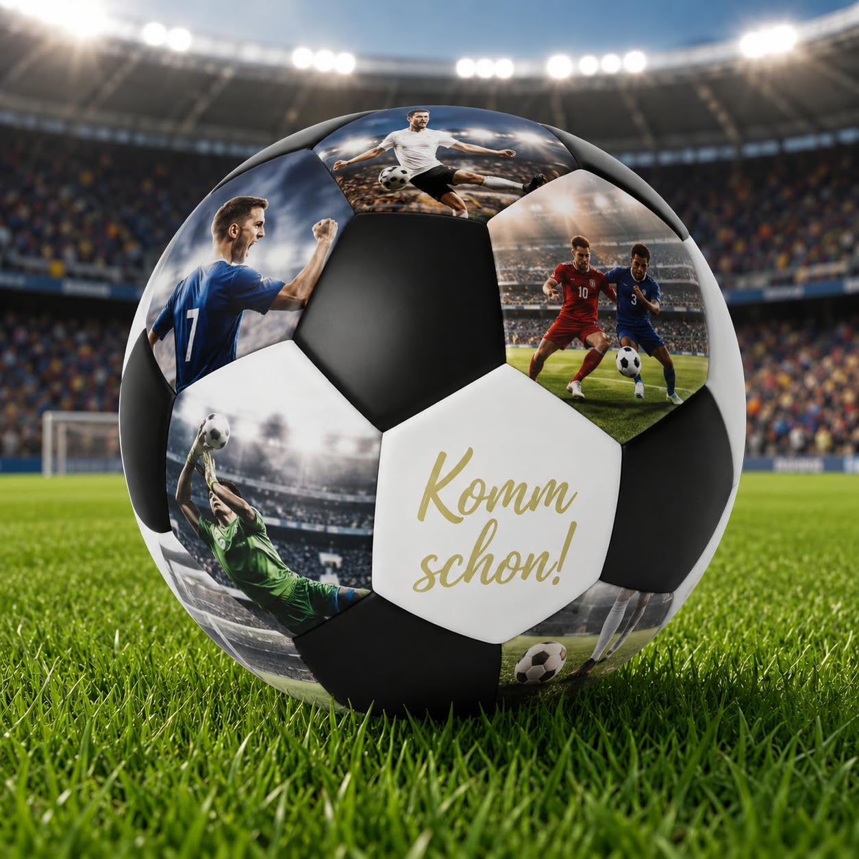Personalisierte Fußball mit Foto & Namen & Text, Fußball Personalisiert mit 5/10/15/20 Bildern, Größe 4 oder 5, Personalisierte Fussball Geschenk für Fußballfans, Sohn, Jungen, Mädchen & Trainer
