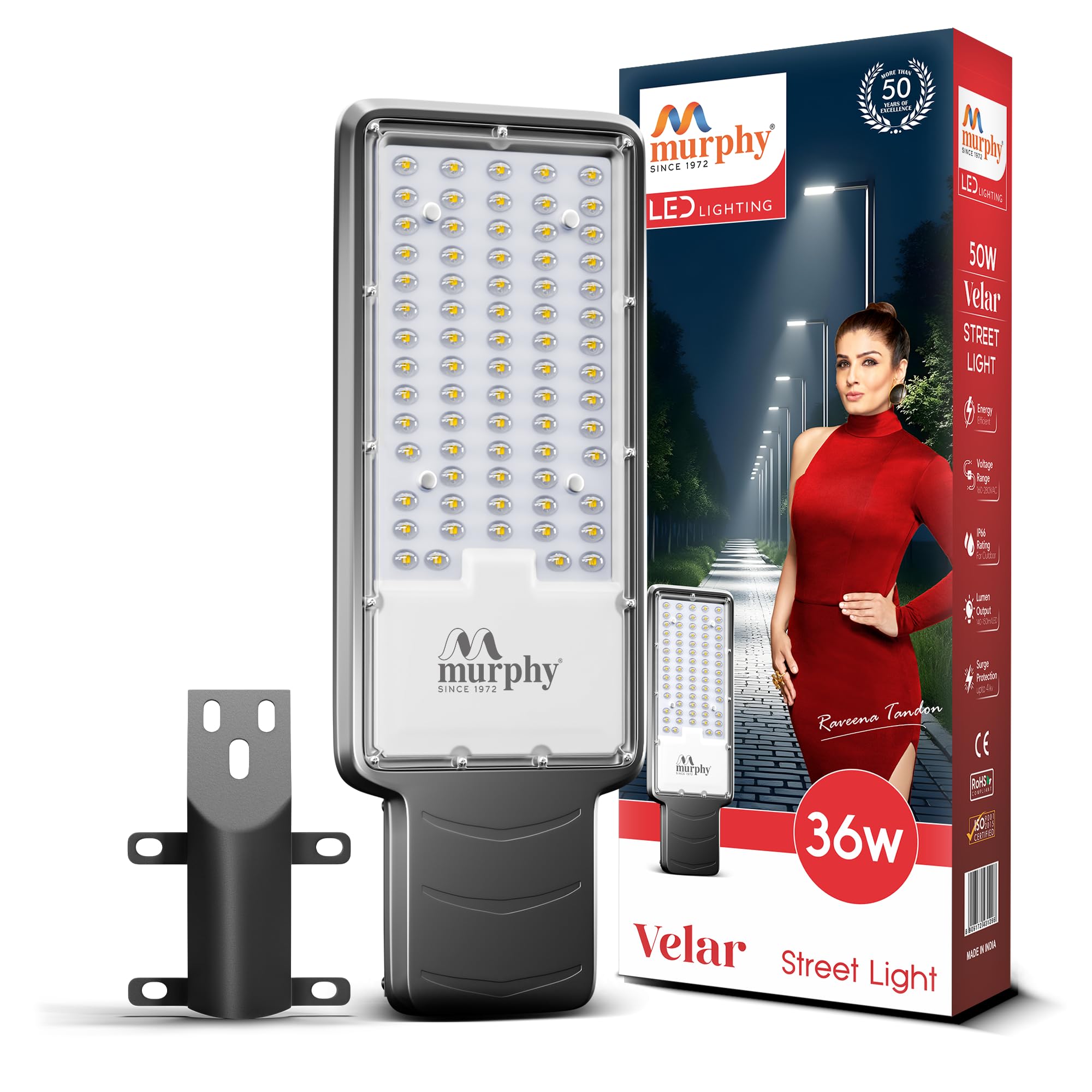 Murphy Velar 36W LED Street Light | Aluminium Body | IP66 Waterproof | 3600 Lumens | 6500K Cool White | BIS Certified | Energy Efficient Outdoor Light | 2-Year Warranty (Pack of 1)-image-5