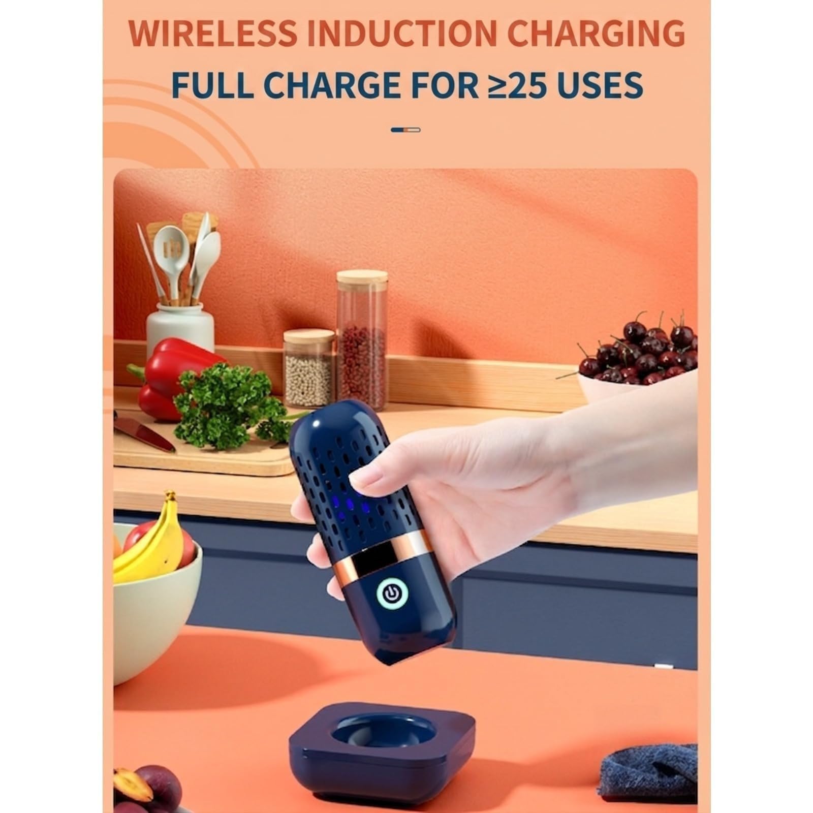 Lorastia Limpiador de Frutas y Verduras, Purificador de Alimentos Inalámbrico Portátil con Tecnología de Iones OH, Carga Rápida (1 pcs)