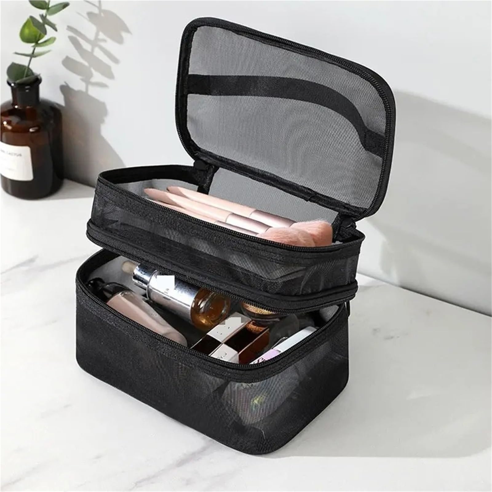 Borsa Cosmetica Da Viaggio In Rete Trasparente Donna 3 Pezzi Per Viaggi