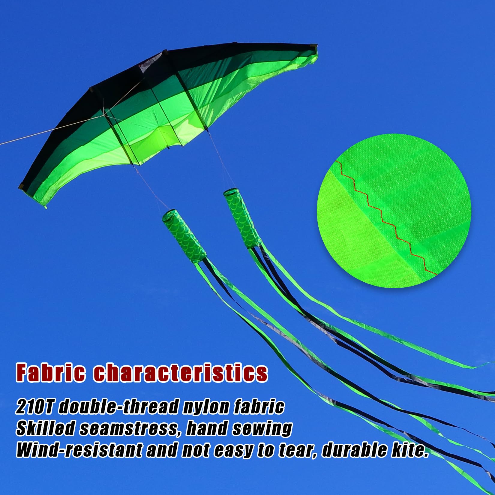 TianYueFly Huge 3D Adult Gliders - 120" Giant Single Line Kite with Two 17ft 3D Kite Tails for Beach - Image 4