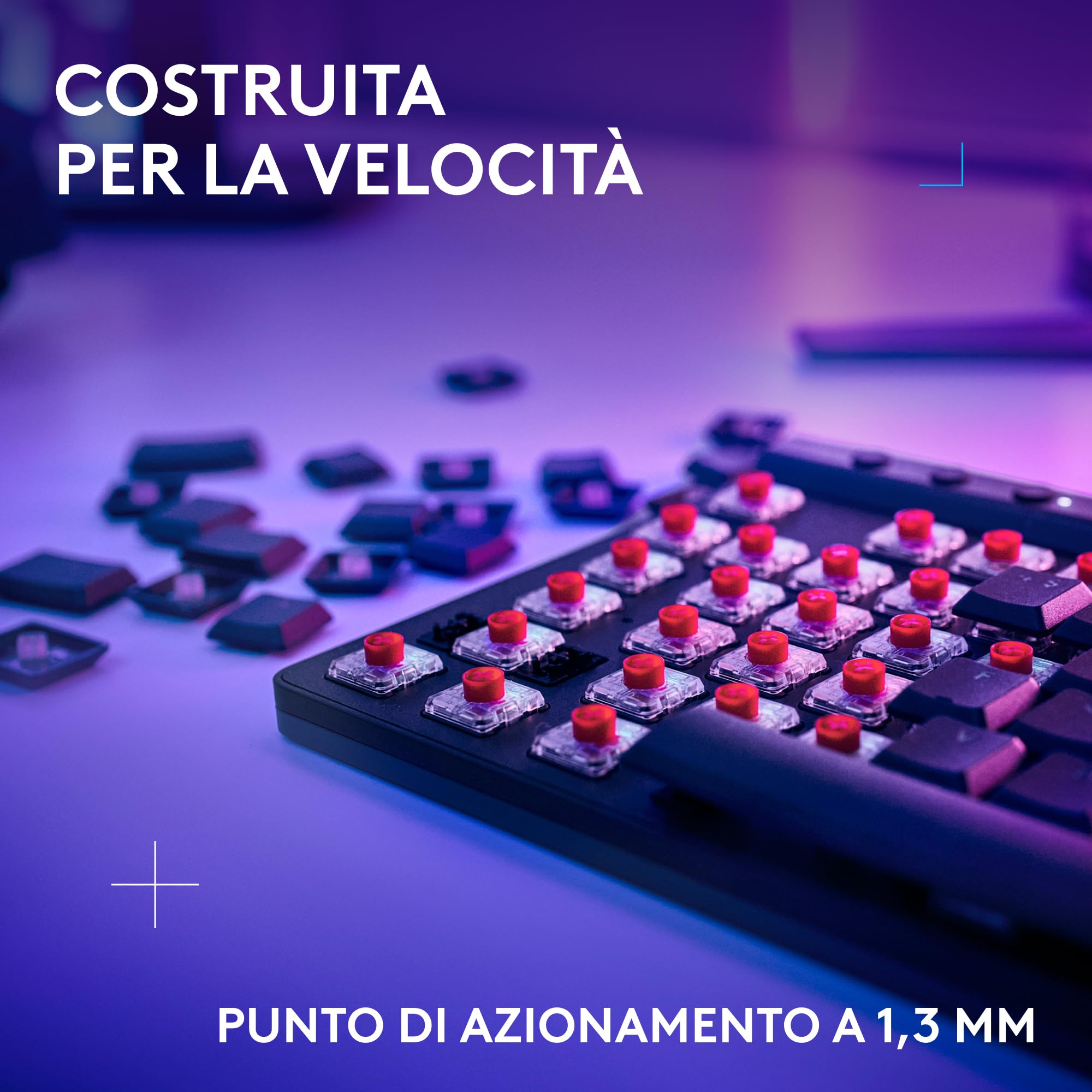 Logitech G G515 LIGHTSPEED TKL Tastiera gaming wireless a profilo ribassato, LIGHTSYNC RGB, design sottile senza tastierino numerico, copritasti in PBT, switch meccanici Tactile, ITA QWERTY - Nero