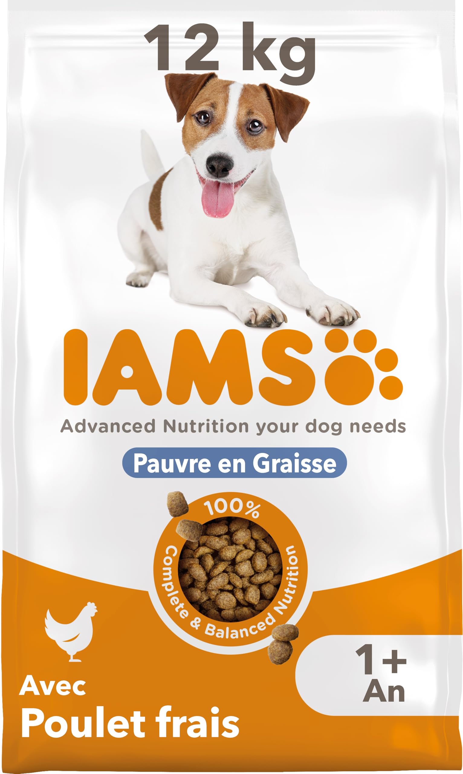 IAMS Vitality Chien Adulte Léger Petite/Moyenne Poulet 12 kg